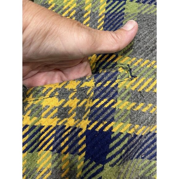 Tulle Jacket Womens XL Yellow Plaid Zip Up Gray Ribbed Trim Fold Collar Gorpcore - Picture 5 of 10